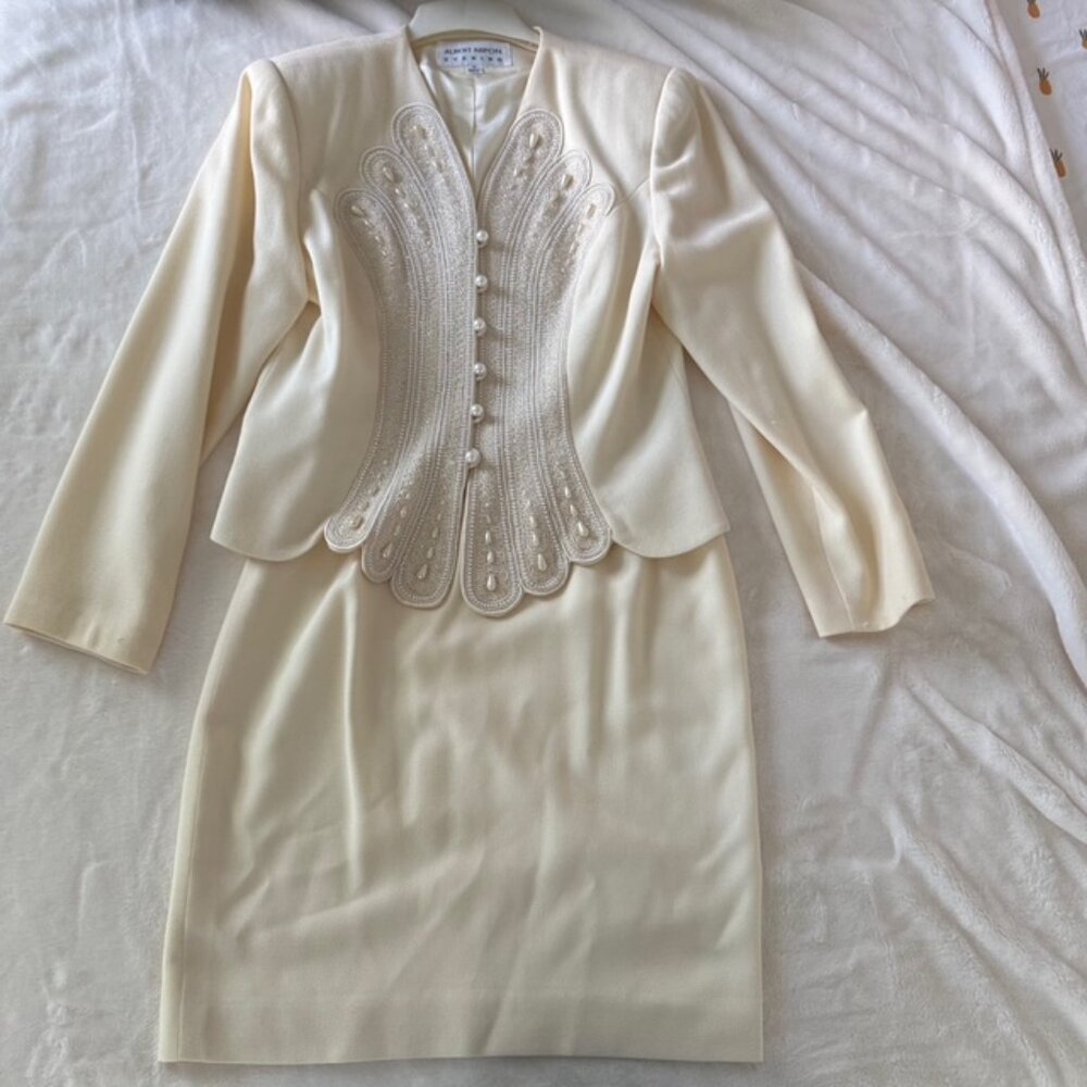 Albert Nipon Two-Piece Elegant Evening Dress Set Classic Skirt + Top  Size 10